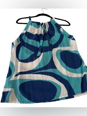 Escapada Turquoise and Navy Geometric Sleeveless Tank Top